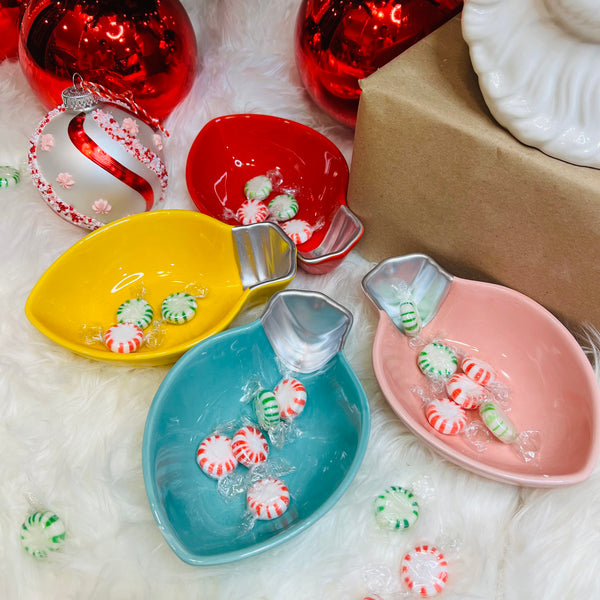 Retro Ceramic Bulb Bowl Set with candies