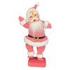 Retro Flocked Dancing Santas- pink