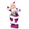 Retro Flocked Dancing Santas- purple