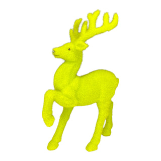 Retro Flocked Deer- chartreuse