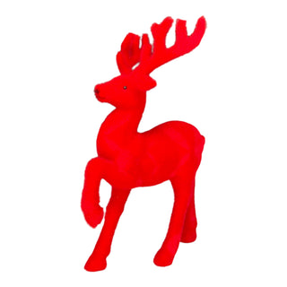 Retro Flocked Deer- red