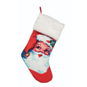 Retro Jolly Santa/Snowman Cotton Stocking- Jolly Santa