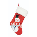 Retro Jolly Santa/Snowman Cotton Stocking- Snowman W/Candy CAne