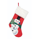 Retro Jolly Santa/Snowman Cotton Stocking- Snowman W/Tree