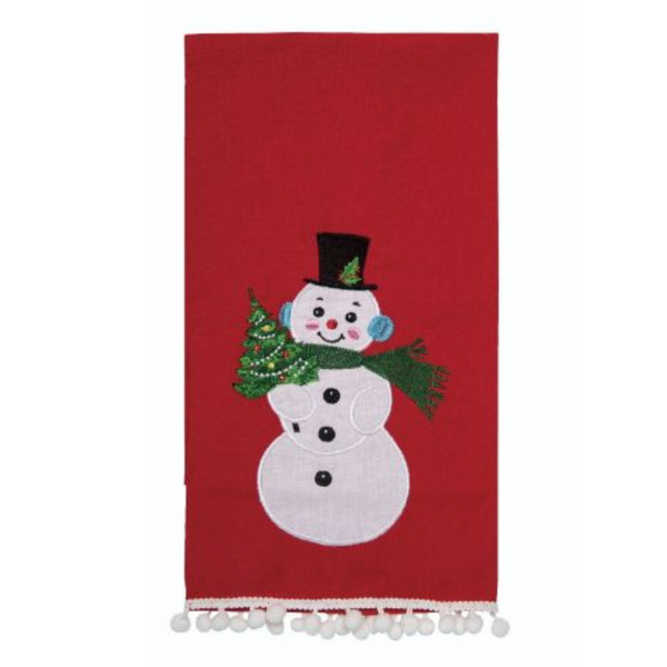 Retro Jolly Santa/Snowman Kitchen Towel- Snowman