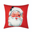 Retro Jolly Santa/Snowman Throw Pillow- Santa