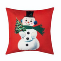 Retro Jolly Santa/Snowman Throw Pillow- Snowman