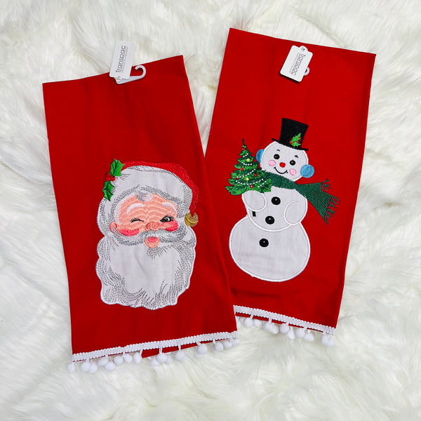Retro Jolly Santa/Snowman Tea Towel- 2 Options