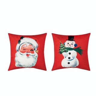 Retro Jolly Santa/Snowman Throw Pillow- 2 Options