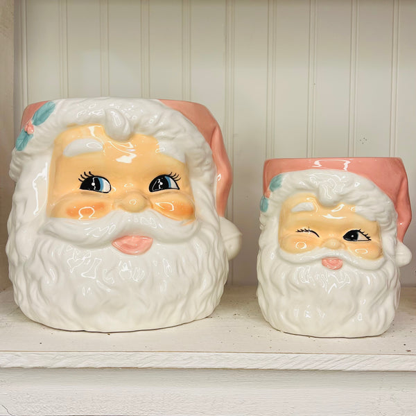 Retro Pink Santa Nesting Bowl Set