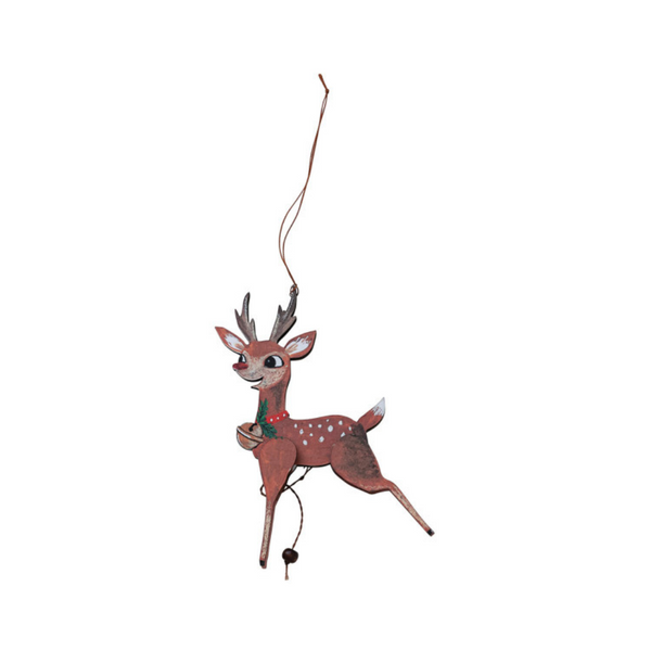 Retro Recycled Paper Deer Pull Ornament- Style B