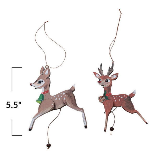 Retro Recycled Paper Deer Pull Ornament- Two Options
