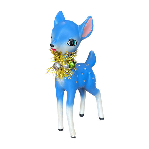 Retro Standing Sparkle Deer- Blue Front