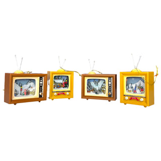 Retro TV W/Holiday Scene Ornament- 4 Options