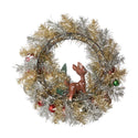 Retro Tinsel Bauble Wreath W/Santa & Deer Back