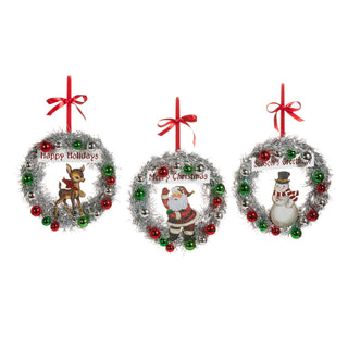 Retro Tinsel Postcard Wreath Ornament- 3 Options