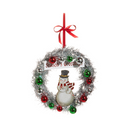 Retro Tinsel Postcard Wreath Ornament- Snowman