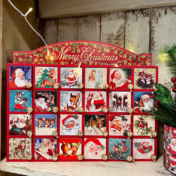 Retro Wooden Santa Claus Countdown Box Display