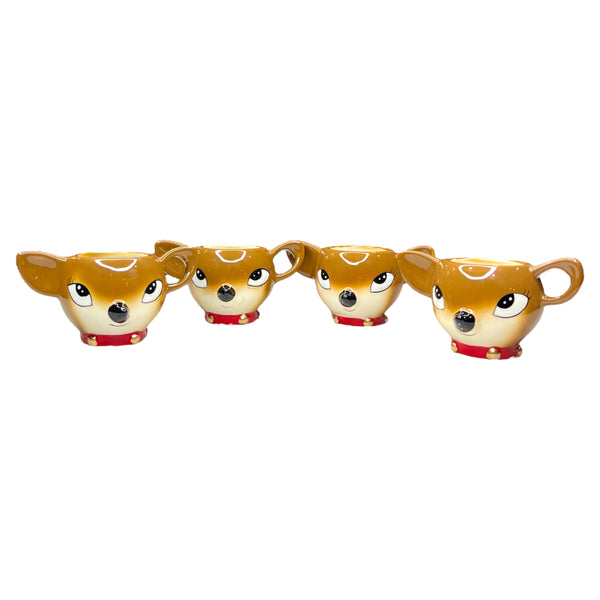 Tinsel Town Ceramic Deer Mug Set of 4