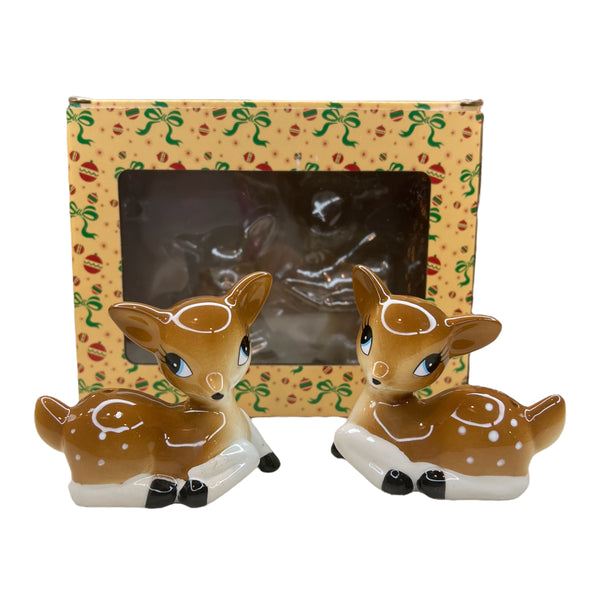 Tinsel Town Ceramic Deer Salt & Pepper Shaker Set Box Front