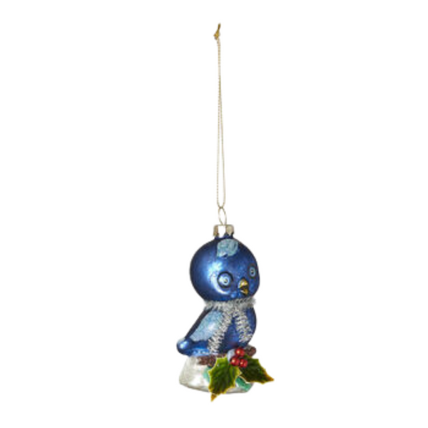 Vintage-Inspired Glass Chick Ornament- Bright Blue