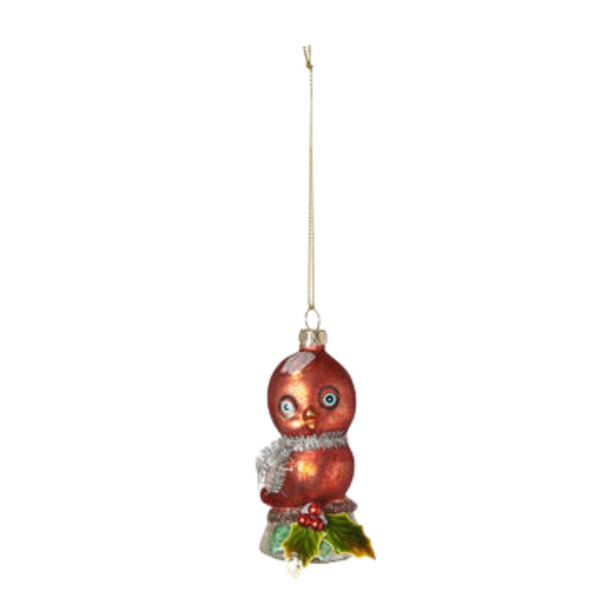 Vintage-Inspired Glass Chick Ornament- Burnt Orange