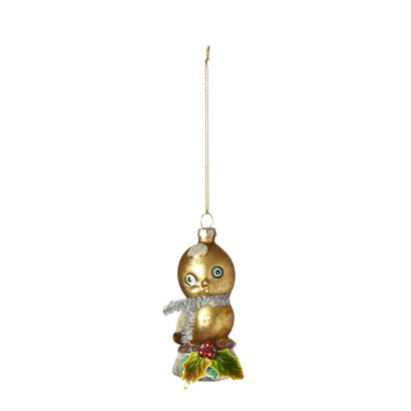 Vintage-Inspired Glass Chick Ornament- Gold