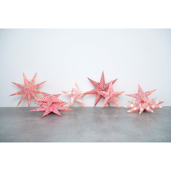Light-Up Red Printed Paper Star 24" Ornament- Four Options