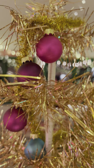 Retro Shaggy Gold Mylar 37" Tabletop Tree Video