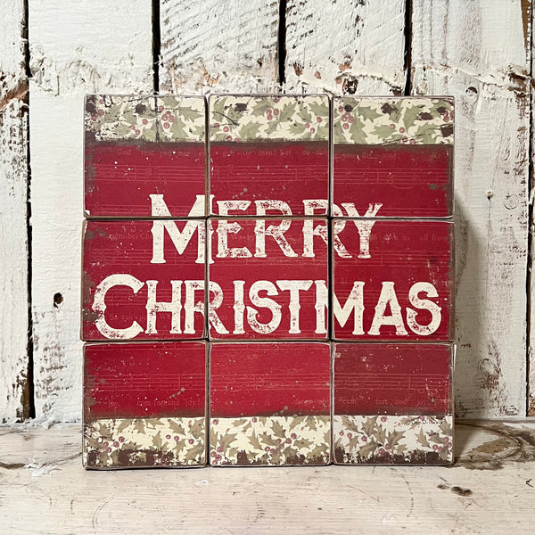 6 vintage inspired Santa block puzzles