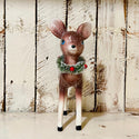 Retro Deer Figurine with Wreath