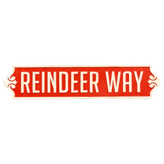 Red Reindeer Way Metal Sign