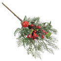 Mixed Holly, Pine & Jingle Bell 15" Sprig