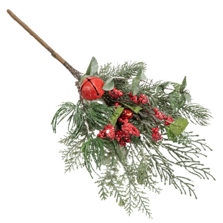 Mixed Holly, Pine & Jingle Bell 15" Sprig