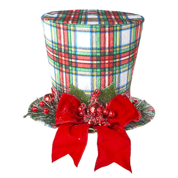 Decorative Red/Green Plaid Top Hat
