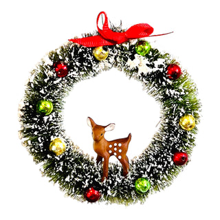 Bottlebrush Wreath Ornament with Deer