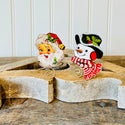 retro santa and snowman napkin rings