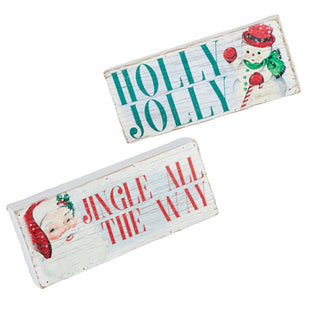 Vintage-Inspired Wooden Wall Art- Santa/Snowman Option