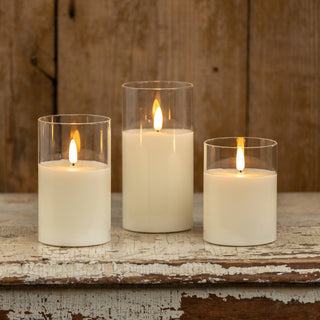 All 3 sizes Glass 3D Flame Battery Candle