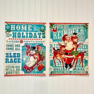 Vintage Christmas 18" Poster set of 2