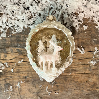 winter wonderland deer pinecone indent ornament