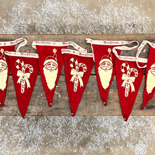Santa and candy cane pennant banner