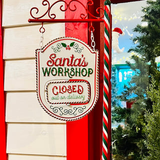 Santa's Workshop Open/Closed Metal Sign