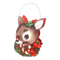 Retro Christmas Tin Bucket- Reindeer Option