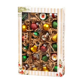 Mini Multi-Colored & Shaped Glass Ornament Set in box