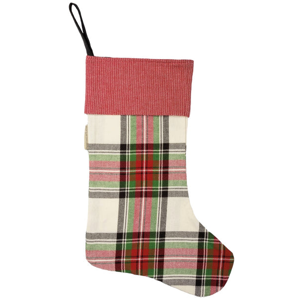 Cream Plaid Cotton Stocking
