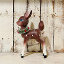 Retro Deer Figurine with Wreath