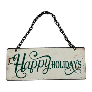 Retro Happy Holidays Metal Sign Ornament