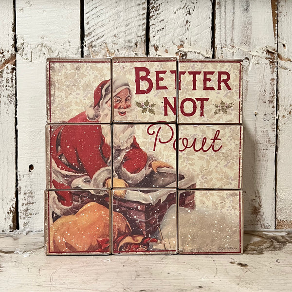 6 vintage inspired Santa block puzzles