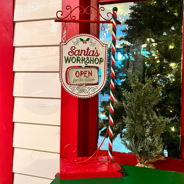 Santa's Workshop Open/Closed Metal Sign